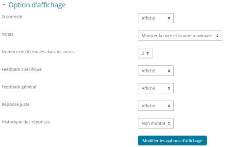Options d'affichages
